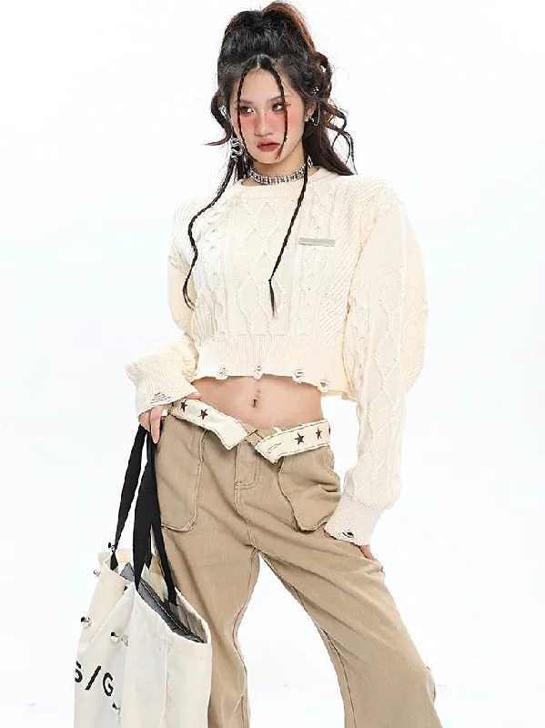 Imani Solid Color Knitted Long Sleeve Cropped Sweater Wool Sweater Cotton Sweater Cashmere Sweater Imani Solid Color Knitted Long Sleeve Cropped Sweater Wool Sweater Cotton Sweater Cashmere Sweater