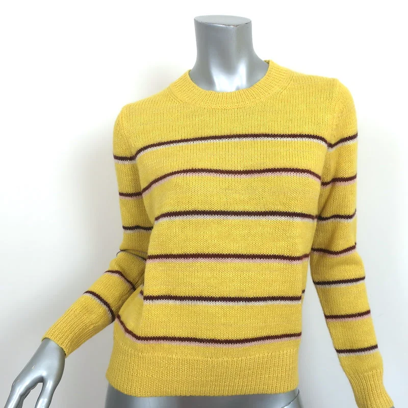 Isabel Marant Etoile Sweater Gian Yellow Striped Alpaca-Blend Size 34 Seamless Knitted Crochet
