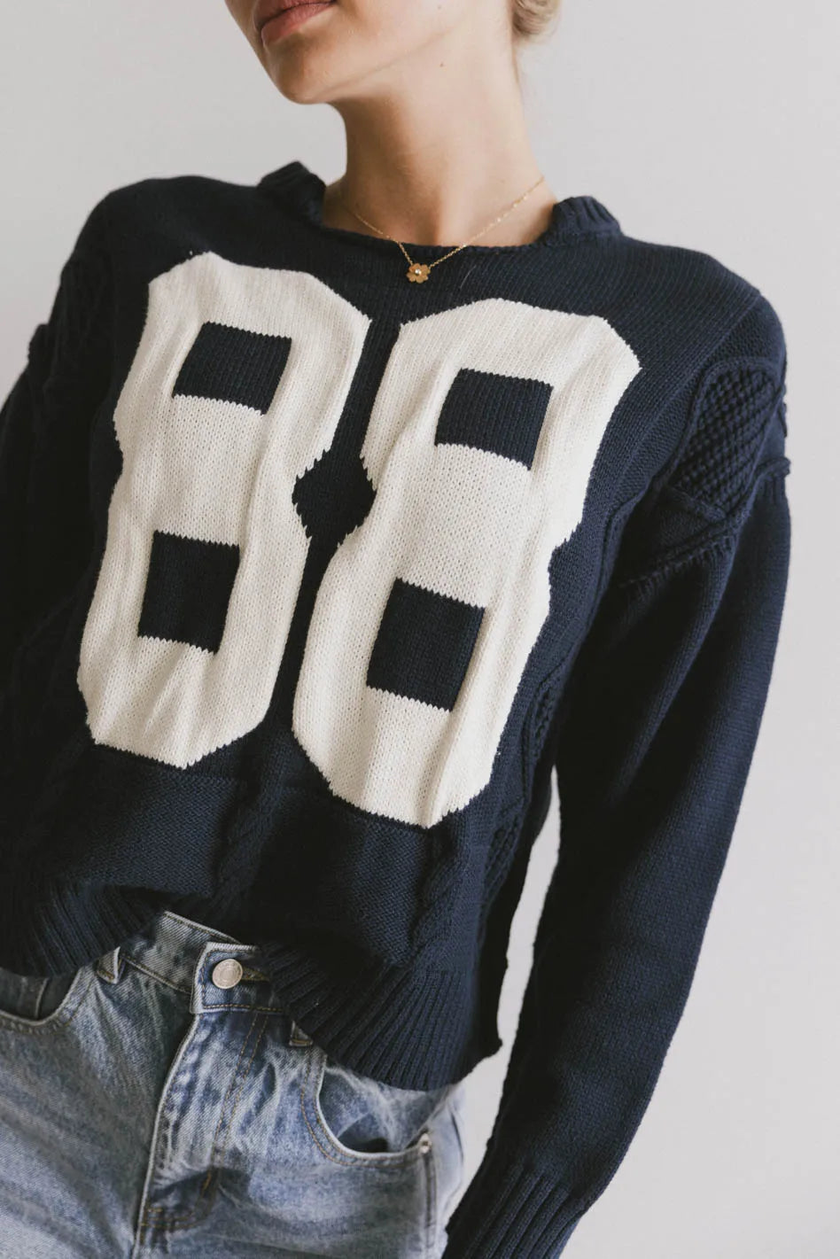 Jersey Cable Knit Sweater Bright Pastel Dark