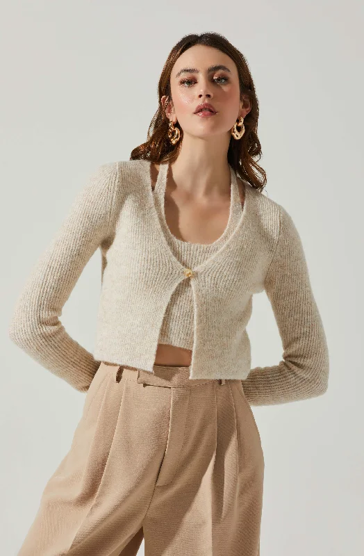 Mayte One Piece Halter Sweater Set Terry Blend Velvet Blend Canvas Blend