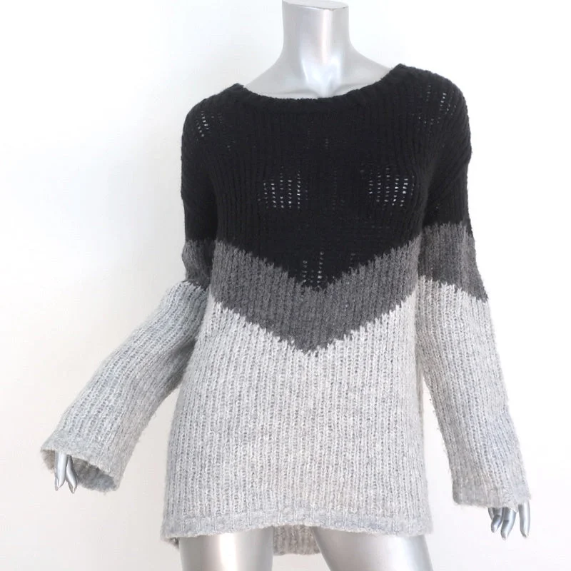 Pam & Gela Slouchy Chevron Sweater Black/Gray Wool-Blend Ribbed Knit Size Small Jersey Fabric Tulle Fabric Batik Fabric Pam & Gela Slouchy Chevron Sweater Black/Gray Wool-Blend Ribbed Knit Size Small Jersey Fabric Tulle Fabric Batik Fabric