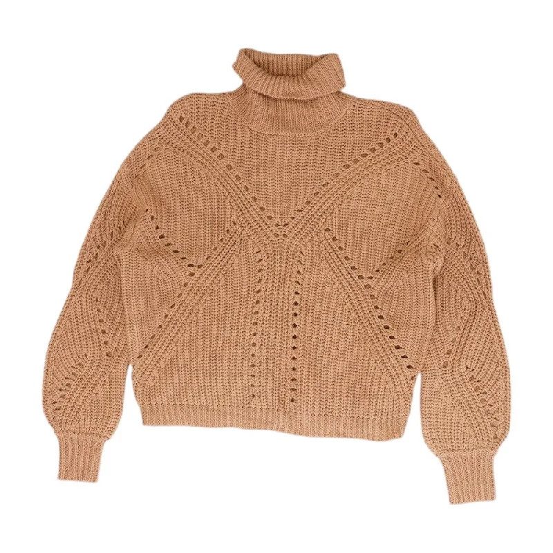 Pink Solid Turtleneck Sweater Solid Print Embellished