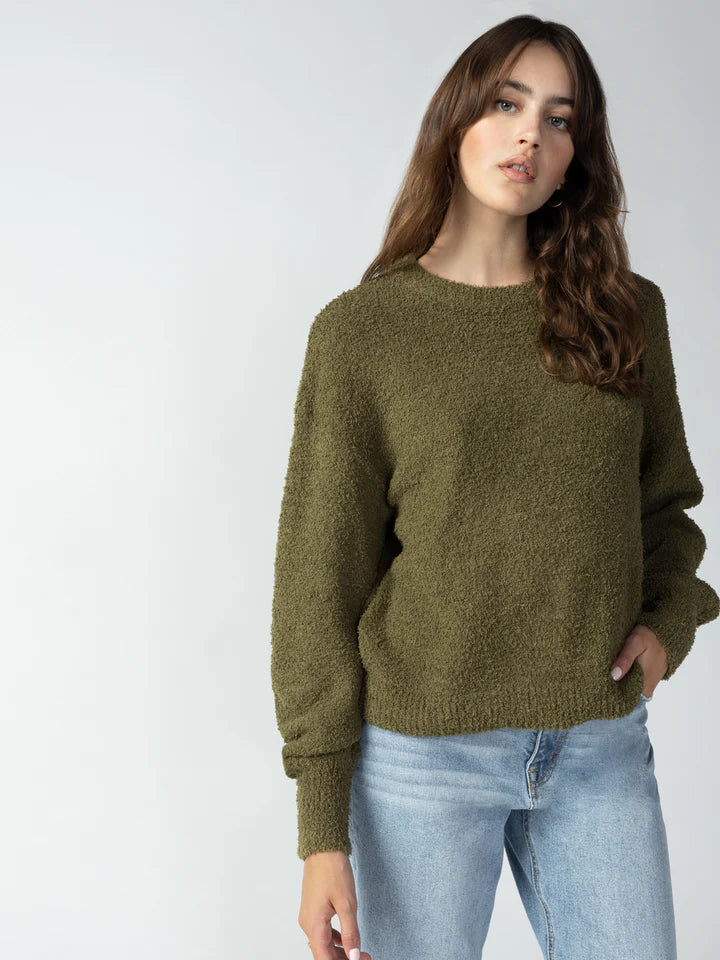 Plush Volume Sleeve Sweater Polka Dot Checkered Tartan