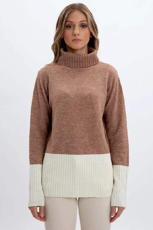 Point Zero Two-Toned Cowl Neck Sweater Boxy Sweater Fitted Sweater A-Line