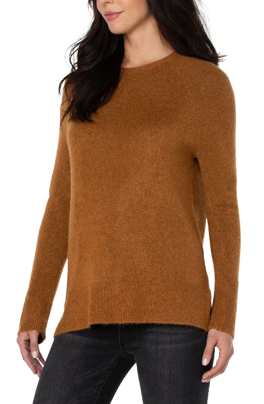 Raglan Sweater With Side Slit Sweater Knitwear Pullover