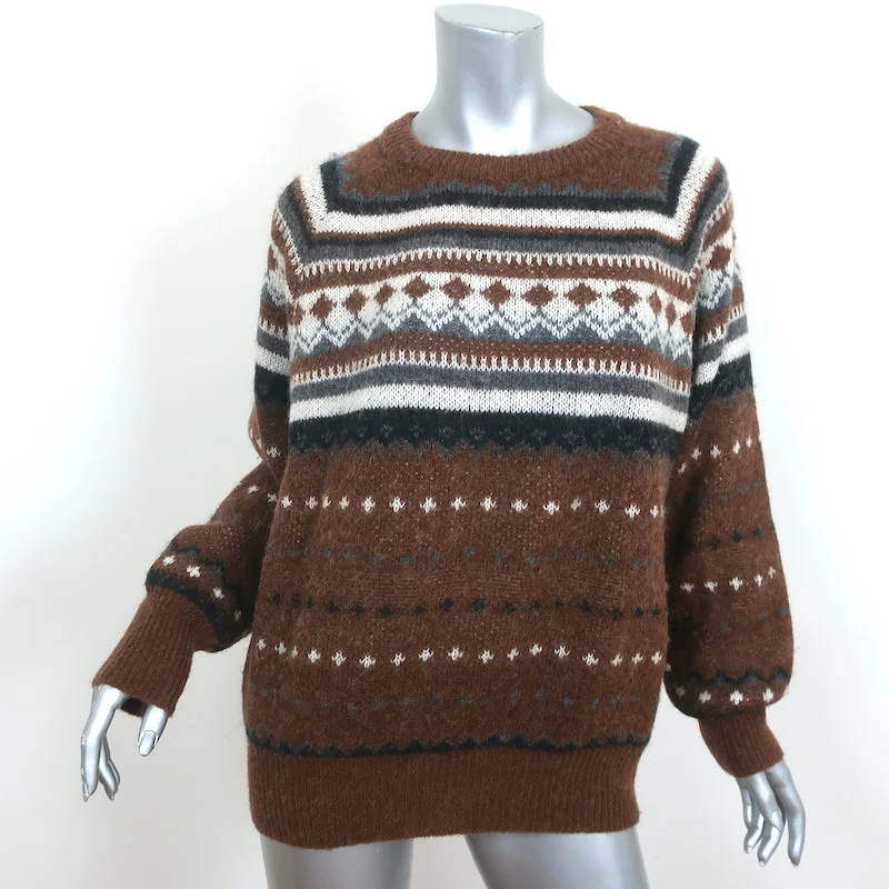 RE/DONE 50s Raglan Crew Sweater Brown Fair Isle Wool-Alpaca Size Medium Polka Dot Checkered Tartan RE/DONE 50s Raglan Crew Sweater Brown Fair Isle Wool-Alpaca Size Medium Polka Dot Checkered Tartan