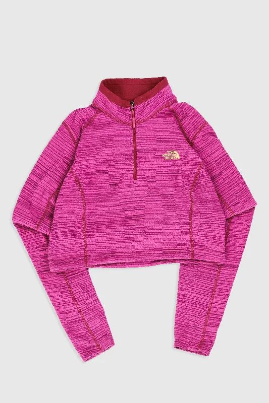 Rework North Face Crop Fleece Sweater - M Real Fur Shearling Chenille