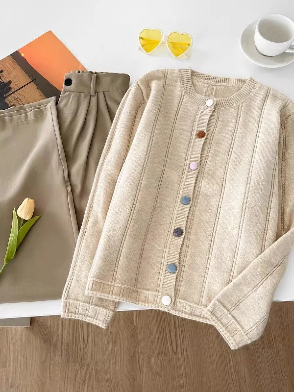 round neck colorful button sweater long-sleeved sweater jacket S4759 Notch Collar Peter Pan Collar Cowl Neck round neck colorful button sweater long-sleeved sweater jacket S4759 Notch Collar Peter Pan Collar Cowl Neck