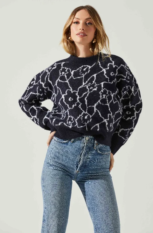 Saira Abstract Floral Sweater Layered Multi-layer Single Layer