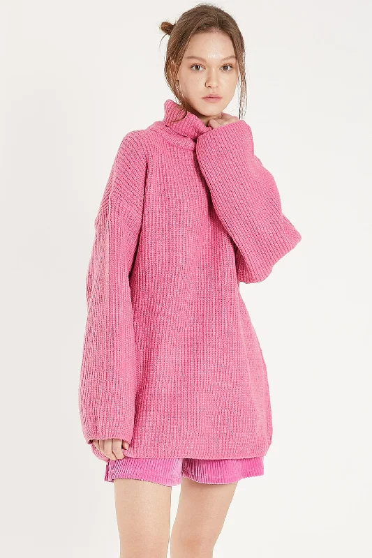 Serena Turtleneck Oversized Sweater Knit Fabric Woven Fabric Fleece Fabric