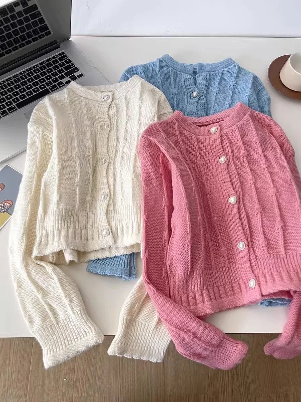 simple solid color sweater knitted cardigan     S4767 Layered Multi-layer Single Layer