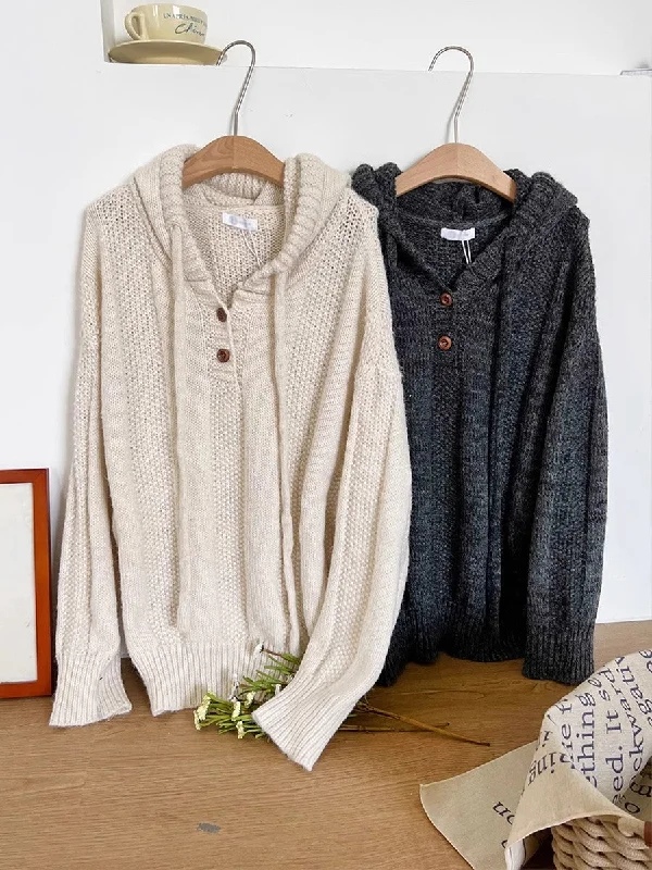 soft hooded knitted sweater top      S4760 Fleece Sweater Nylon Polyester