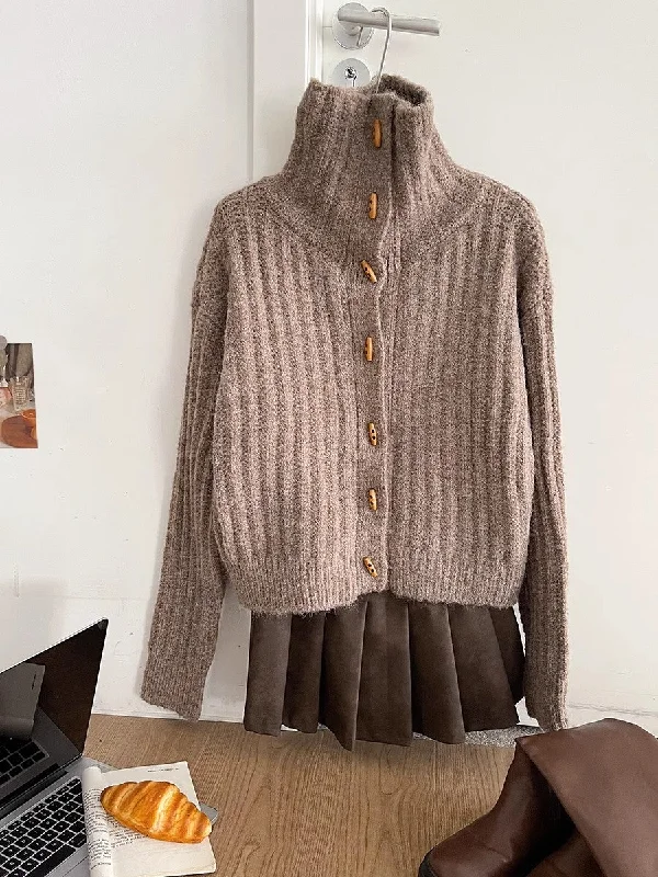 soft sweater short knitted jacket     S4765 Notch Collar Peter Pan Collar Cowl Neck