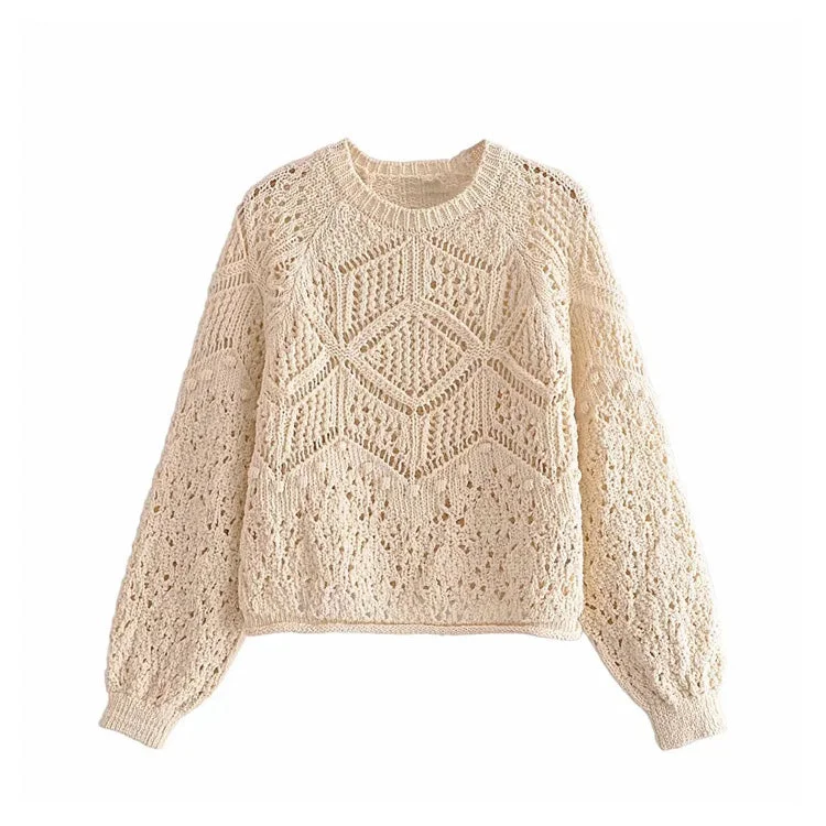 Sweet hollow sweater jacquard mesh sweater 7290 Front Pockets Side Pockets Patch Pockets Sweet hollow sweater jacquard mesh sweater 7290 Front Pockets Side Pockets Patch Pockets