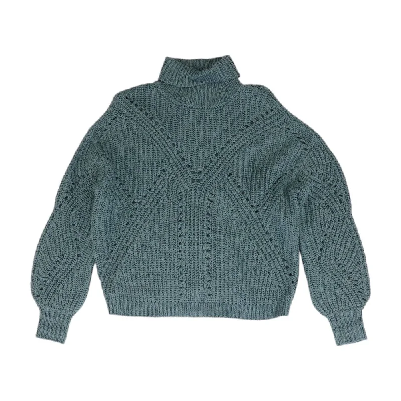 Teal Solid Turtleneck Sweater Tailored Straight A-Line