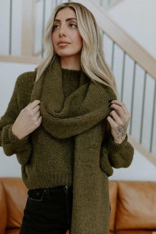 The Cropped Rosalia Sweater (+ Scarf) by Charli London - Khaki Faux Fur Fabric Real Fur Fabric Shearling Fabric