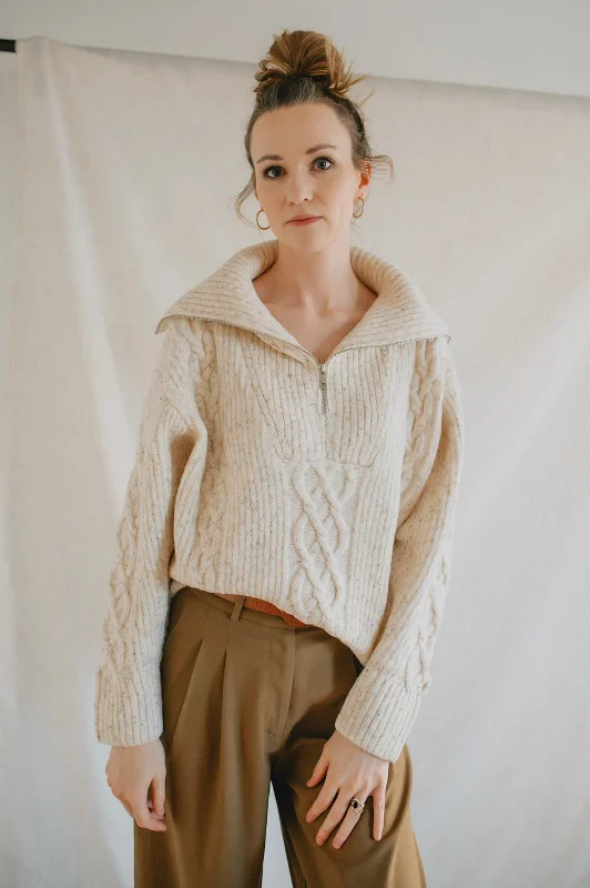The Olive Fisherman Zip Jumper Real Fur Shearling Chenille