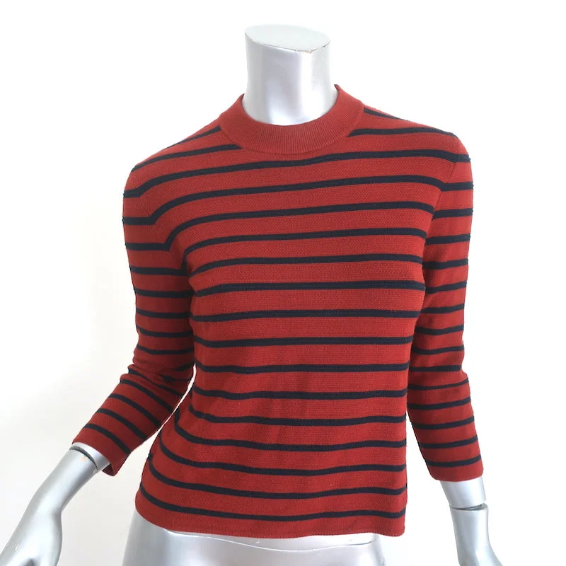 Theory Sweater Lemdora Prosecco Burnt Paprika/Navy Striped Knit Size Small Casual Formal Business Theory Sweater Lemdora Prosecco Burnt Paprika/Navy Striped Knit Size Small Casual Formal Business