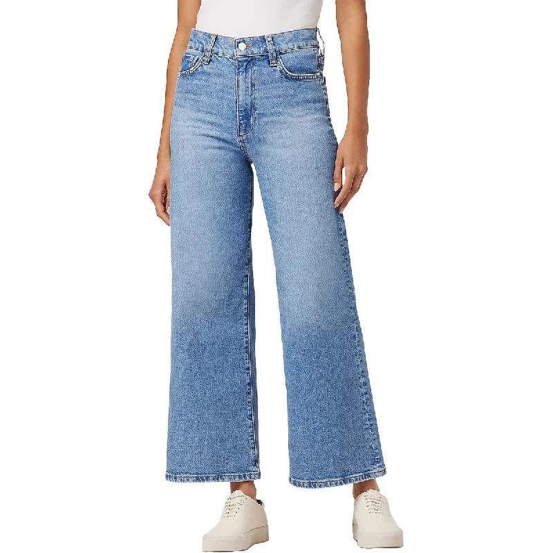 The Mia Womens Denim Faded Wide Leg Jeans Fashionable Straight Cut Jeans