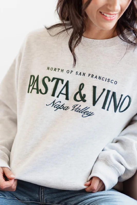 1897 Active Pasta & Vino Napa Valley Sweatshirt for Women in Grey | T727-ICEGREY Hoodie Dress Longline Feminine 1897 Active Pasta & Vino Napa Valley Sweatshirt for Women in Grey | T727-ICEGREY Hoodie Dress Longline Feminine