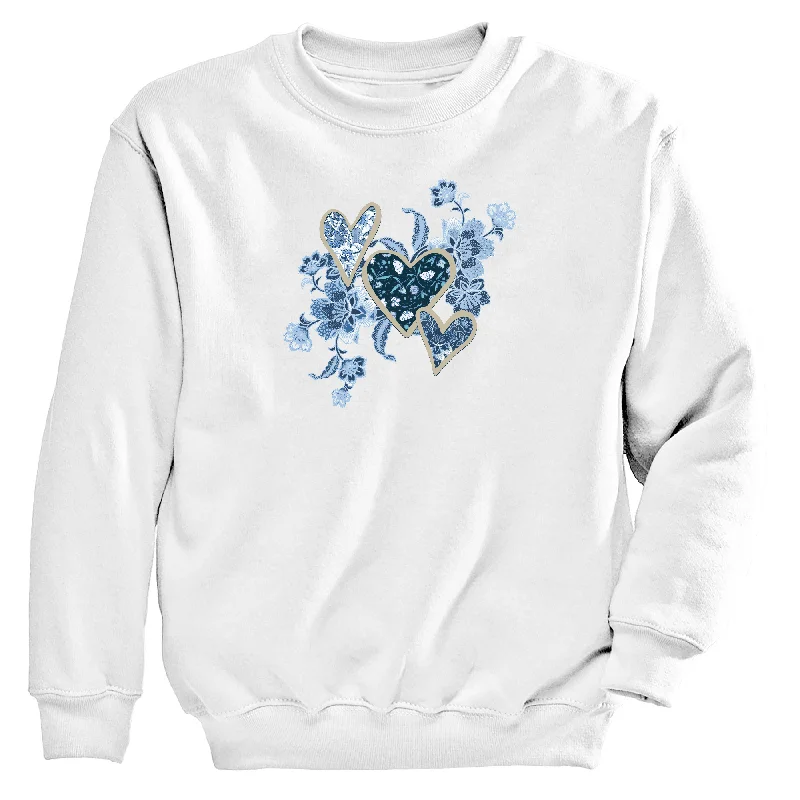 Denim Hearts Women's Crew Neck Sweatshirt Hoodie with Longline Fit Extended Stylish