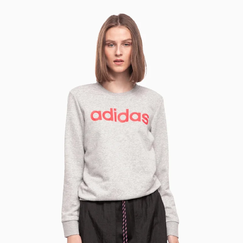 Women's Essentials Linear Sweatshirt Hoodie with Hem Patch Decorative Personalized