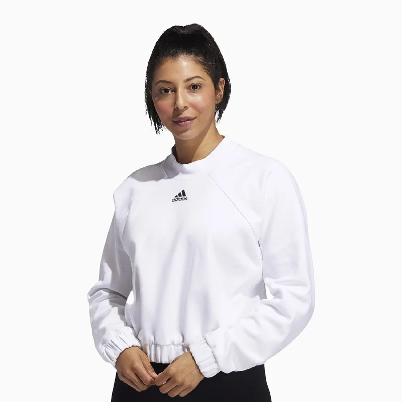 Women's Ribbed Crewneck Sweatshirt Hoodie with Hood Adjustable Protection