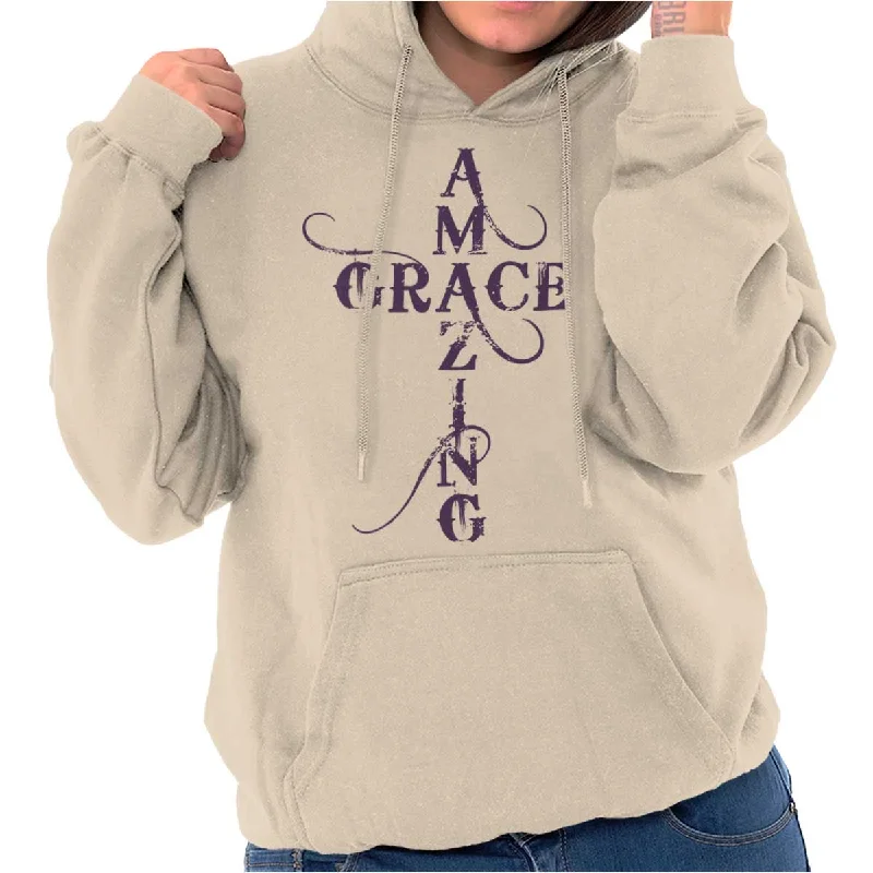 Amazing Grace Script Hoodie Hoodie with Stripes Bold Sporty