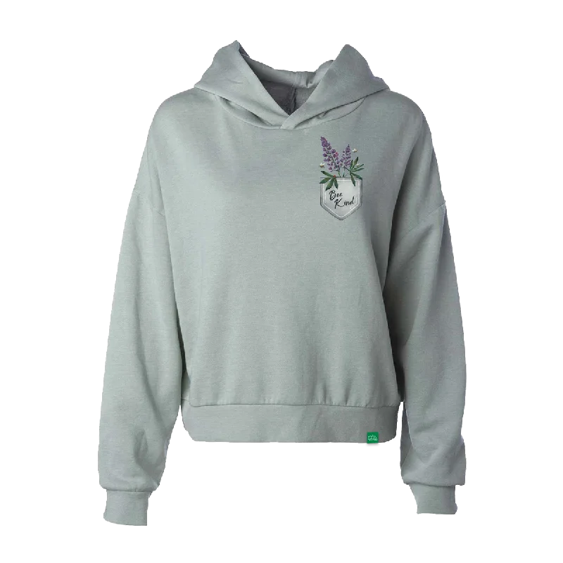 Bee Kind Flowers Women's Hip Height Hoodie Hoodie with Pocket Utility Practical