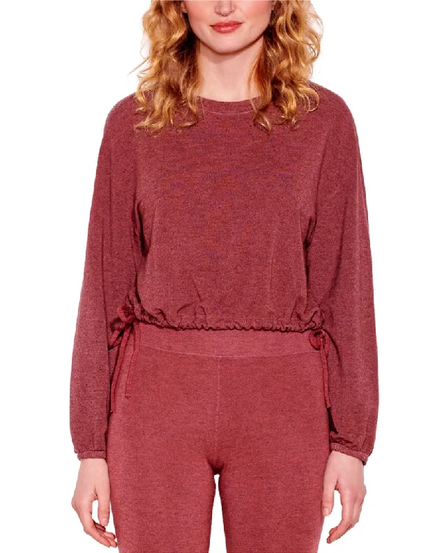 Sundry Sidetie Sweatshirt Hoodie with Batwing Sleeves Loose Dramatic