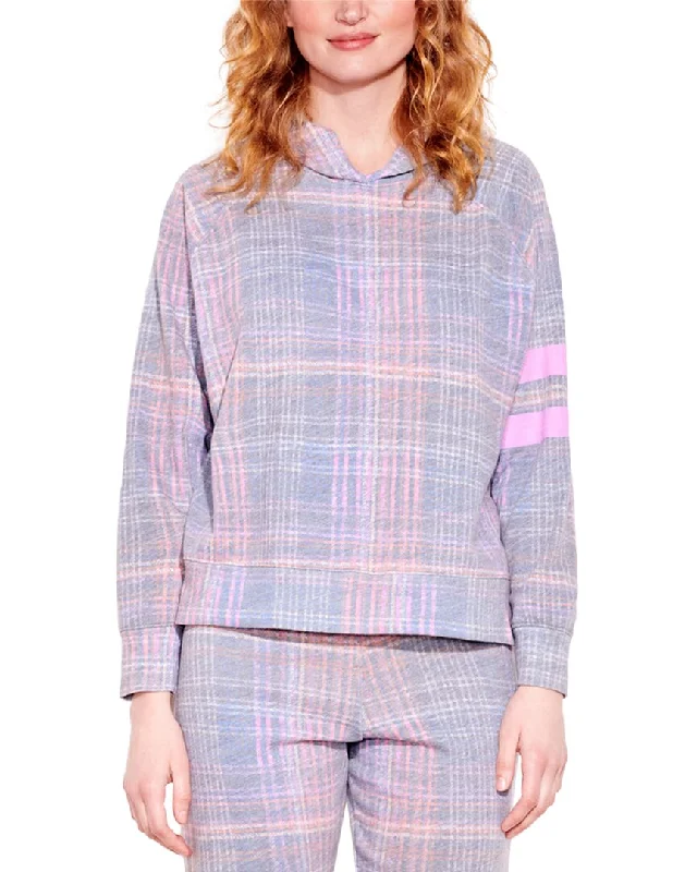 Sundry Plaid Hoodie Hoodie with Pattern Geometric Abstract