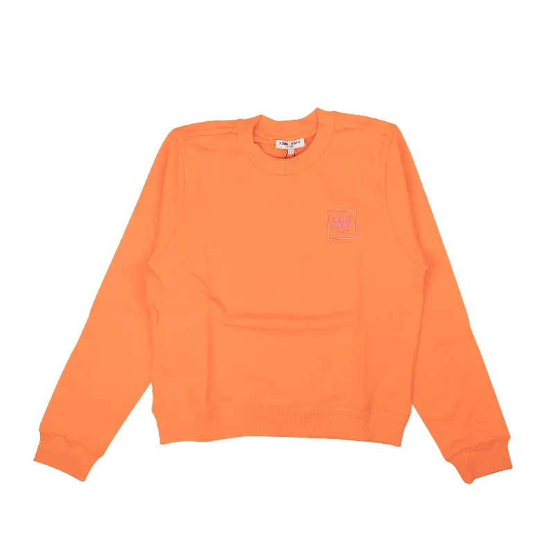 Opening Ceremony CLEMENTINE SHRUNKEN MINI BOX LOGO SWEATSHIRT Hoodie with Frayed Bohemian Relaxed Opening Ceremony CLEMENTINE SHRUNKEN MINI BOX LOGO SWEATSHIRT Hoodie with Frayed Bohemian Relaxed