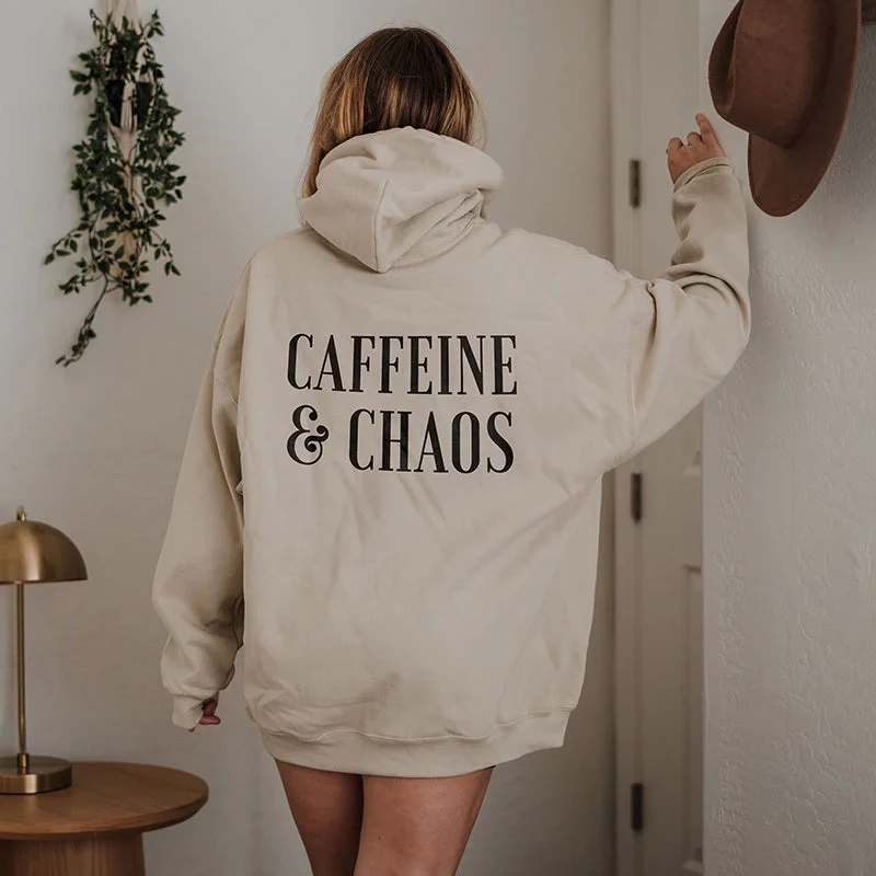 Caffeine & Chaos Hoodie Hoodie with Emblem Brand Identity