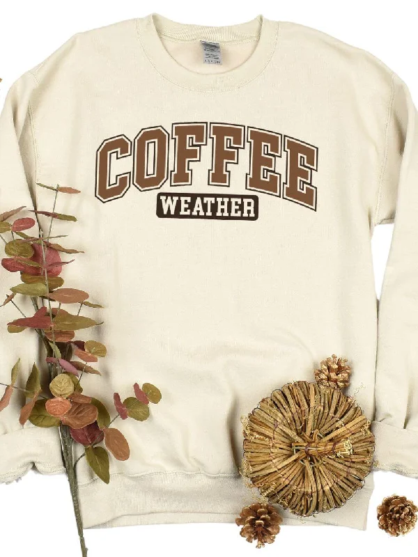 Coffee Weather Unisex Heavy Blend Crewneck Sweatshirt Hoodie with Distressed Vintage Worn Coffee Weather Unisex Heavy Blend Crewneck Sweatshirt Hoodie with Distressed Vintage Worn