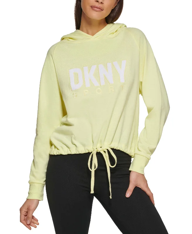 DKNY Sport Womens Drawstring Hem Hoodie Hoodie with Print Artistic Unique