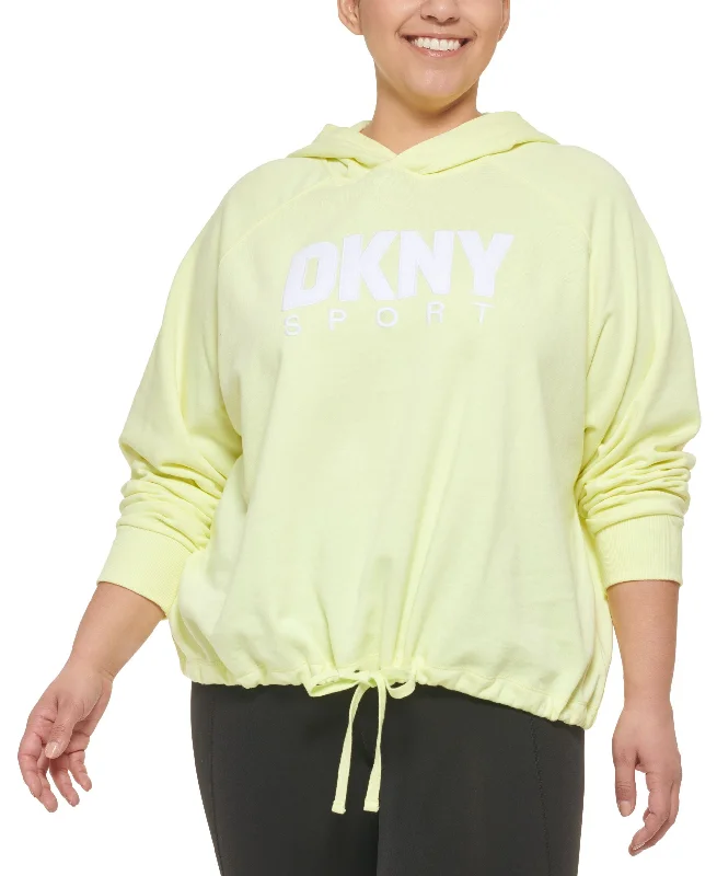DKNY Sports Plus Size Logo Hoodie Hoodie with Mesh Breathable Sporty