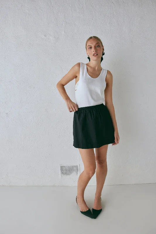 Elka Mini Skirt Black ribbed skirt waist