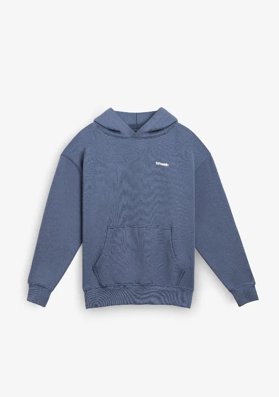 Eternity Oversize Hoodie Blue Hoodie with Mock Neck Collared Structured
