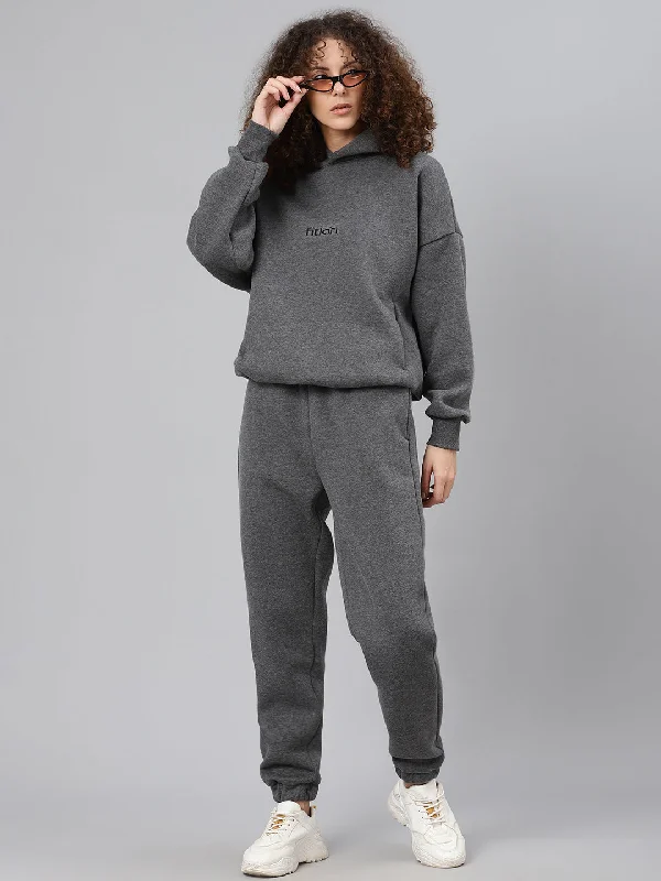 Women's Charcoal Grey Solid Fleece Hooded Pullover Sweatshirt Hoodie with Side Slits Relaxed Casual Women's Charcoal Grey Solid Fleece Hooded Pullover Sweatshirt Hoodie with Side Slits Relaxed Casual