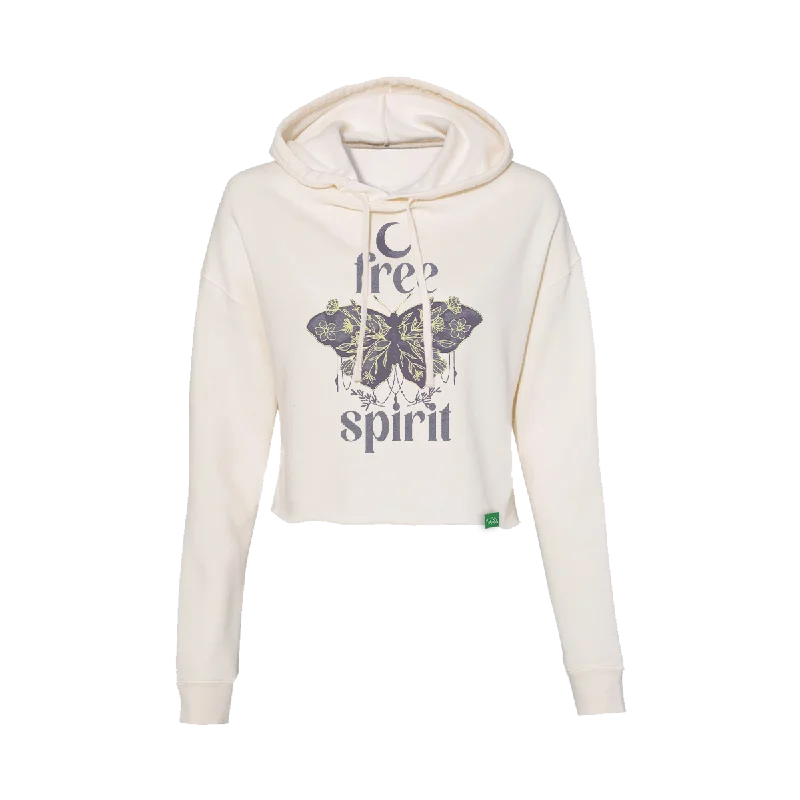 Free Spirit Women's Crop Hoodie Hoodie with Typography Text Message