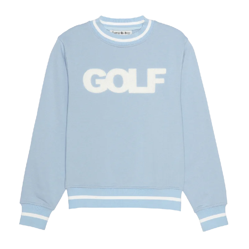 Golf Sweatshirt - Blue Hoodie with Crew Neck Simple Timeless