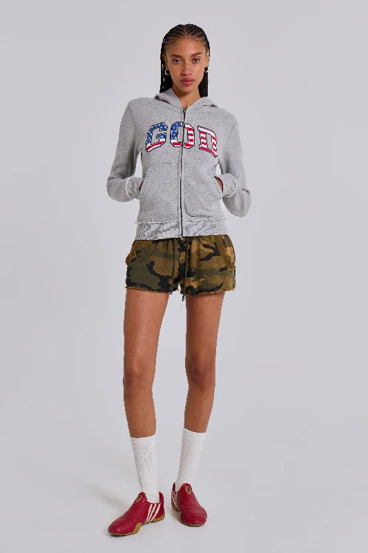 Grey Marl 'God' Mini Monster Hoodie Hoodie with Toggle Buttons Decorative Unique