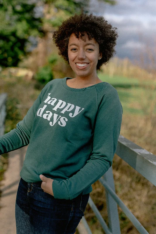Happy Days Sweatshirt Zip Hoodie Drawstring Kangaroo Pocket
