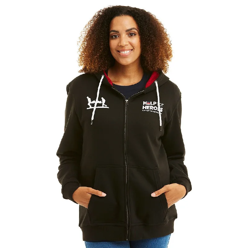 Heritage Zipped Hoody in Black Graphic Hoodie Design Print