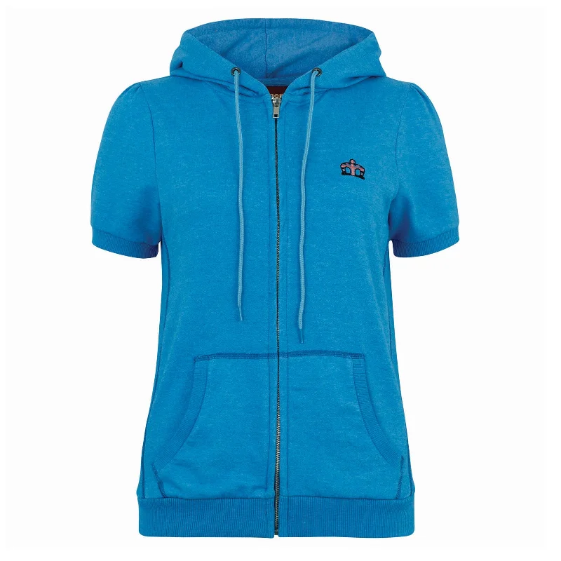Hester Zip Thru Short Sleeve Hoodie Hoodie with High Neck Warm Protective
