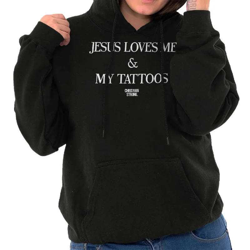 Jesus Loves My Tattoos Hoodie Hoodie with Puffed Sleeves Voluminous Trendy
