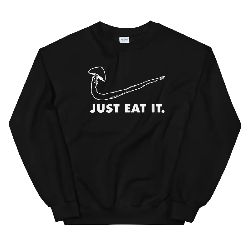 Just Eat It Graphic Sweatshirt Hoodie with Frayed Bohemian Relaxed