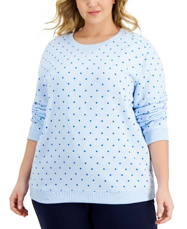 Karen Scott Plus Size Simple Dot Fleece Sweatshirt Hoodie with Longline Fit Extended Stylish Karen Scott Plus Size Simple Dot Fleece Sweatshirt Hoodie with Longline Fit Extended Stylish