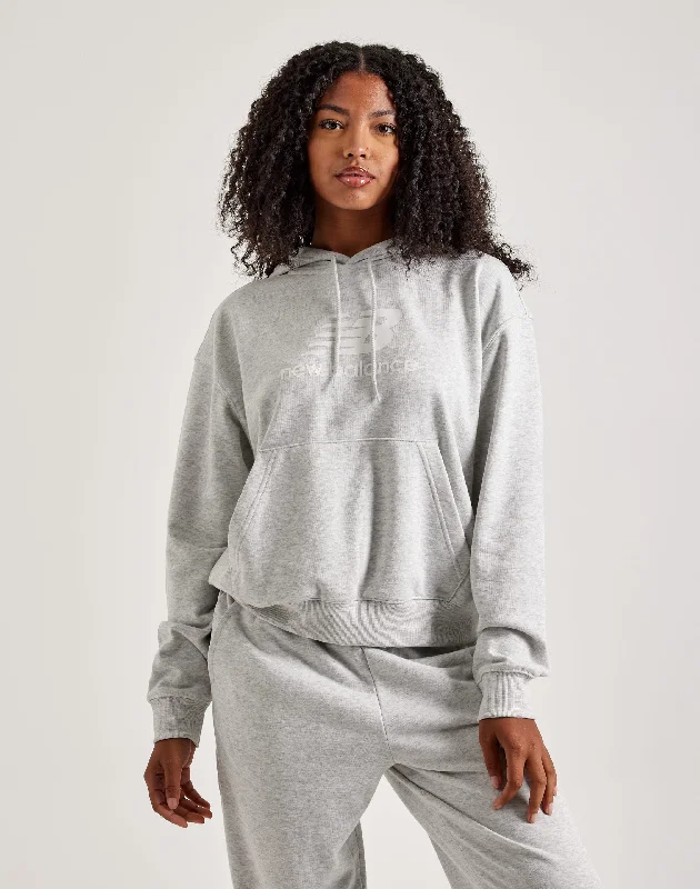 New Balance Sport Essentials French Terry Logo Hoodie Hoodie with Ribbed Cuffs Snug Fit Comfort New Balance Sport Essentials French Terry Logo Hoodie Hoodie with Ribbed Cuffs Snug Fit Comfort