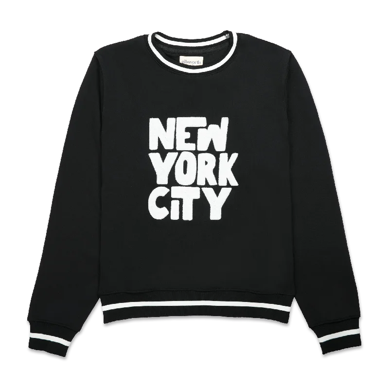 New York City Sweatshirt Hoodie with Set-In Sleeves Structured Classic